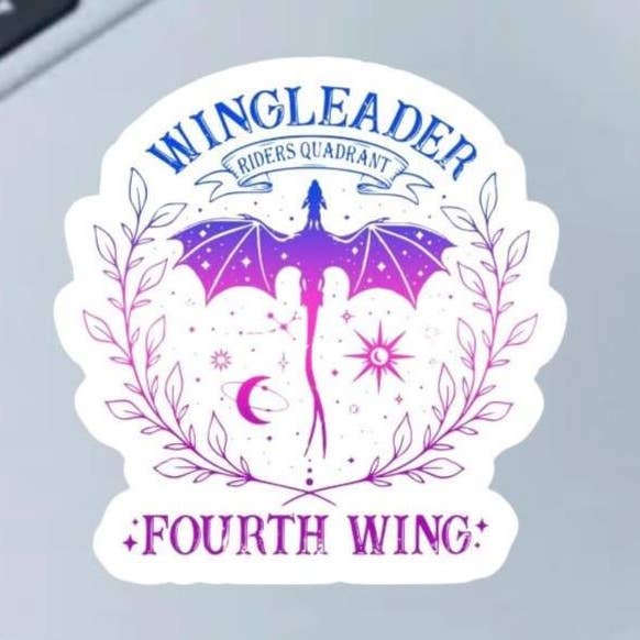 Adesivo in vinile 2,5" ispirato a Watercolor Wingleader FourthWing per la vendita all'ingrosso da parte di Fable and Flame Co.