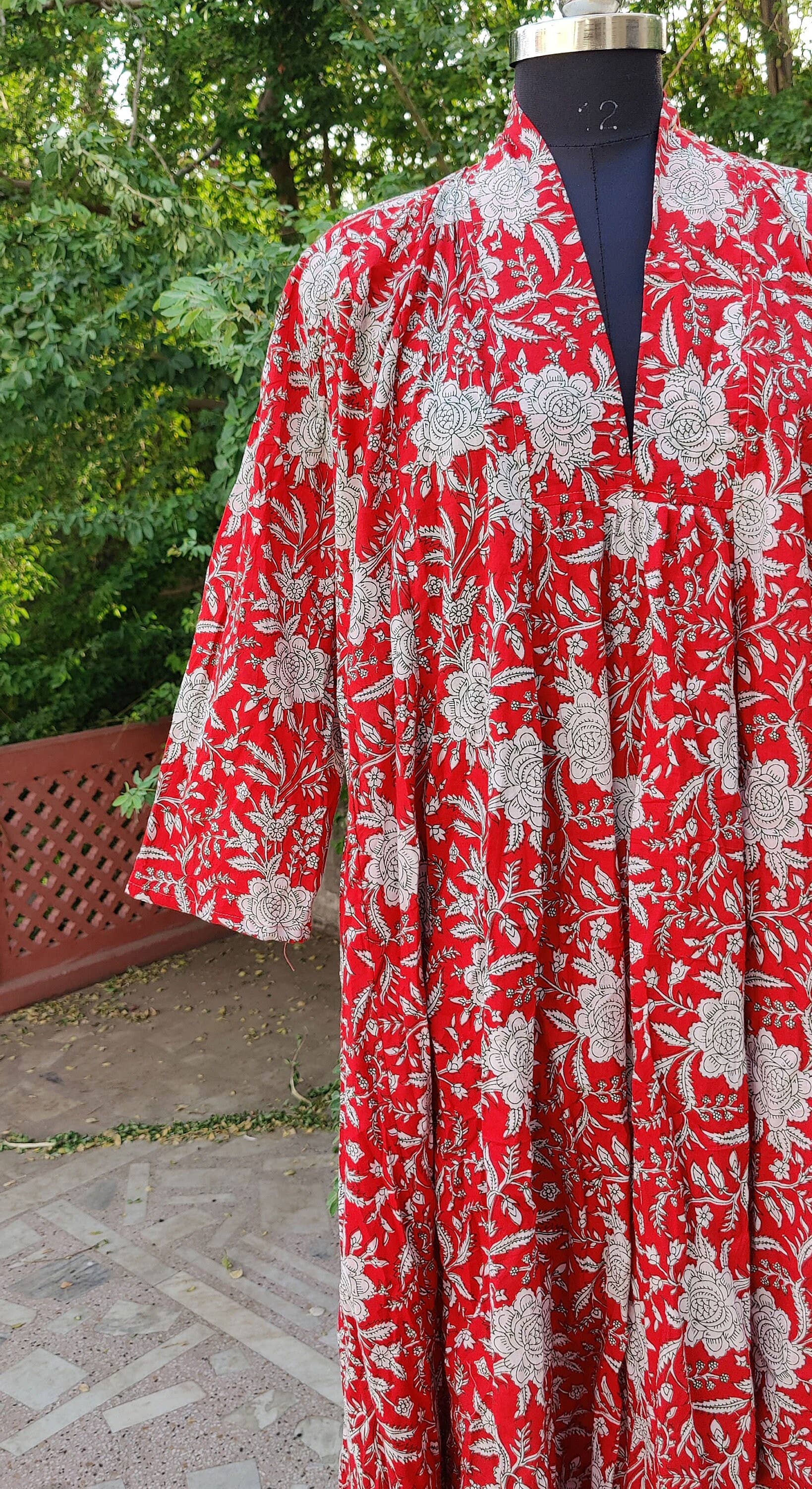 Bhawana Handicrafts - Wholesale Dress - Women's - Hand Block Print Floral Cotton Maxi Dress Indian Style2