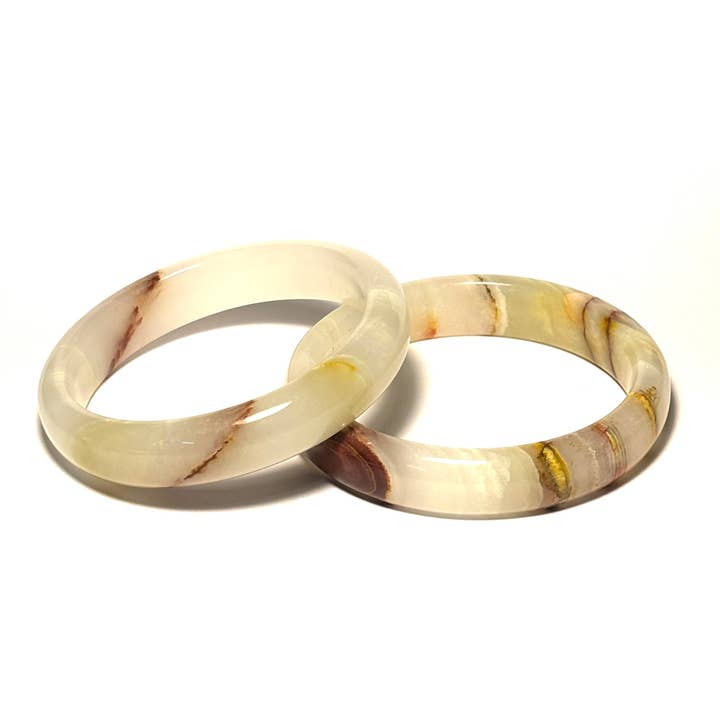 White Onyx Flat Bangle Bracelet - 58 mm for wholesale by Whitestone Jewelry Co.