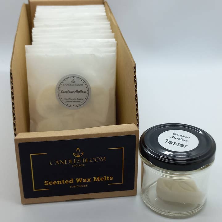 Üppige Malven-Duftwachsschmelzen - Theken-Displaybox für den Großhandel von Candles Bloom Limited