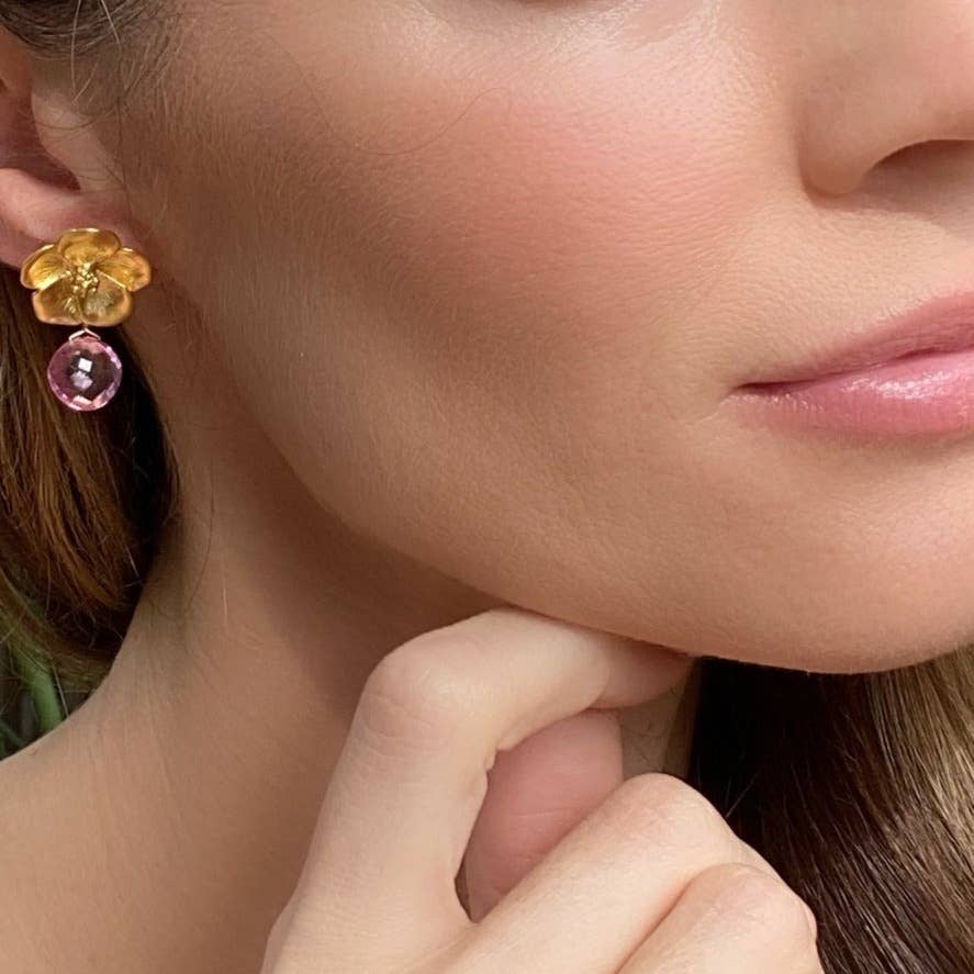 Amelia Rose Jewelry - Wholesale Stud/Post Earrings - Peony Earring-Sky Blue Topaz1