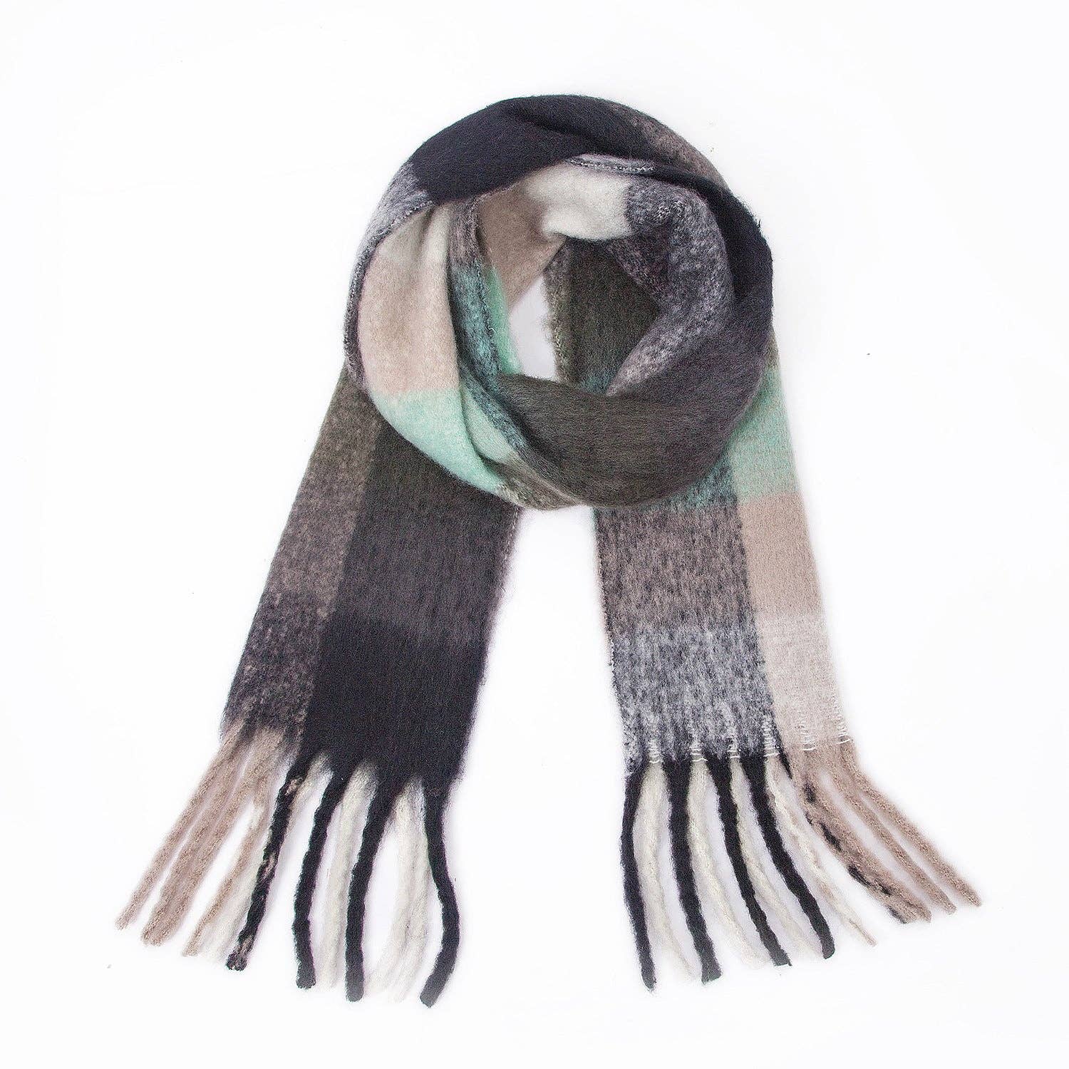 Dipped Shop - Wholesale Scarf - Women's - Coloful Plaid Tassel Scarves DPKS10123