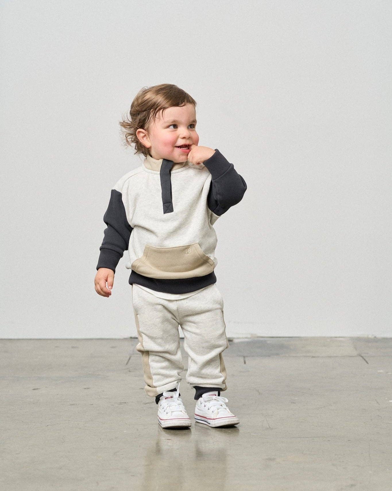 Little Bipsy - Wholesale Lounge Sweatpants/Joggers - Kids - Side Stripe Jogger - Stone Grey3