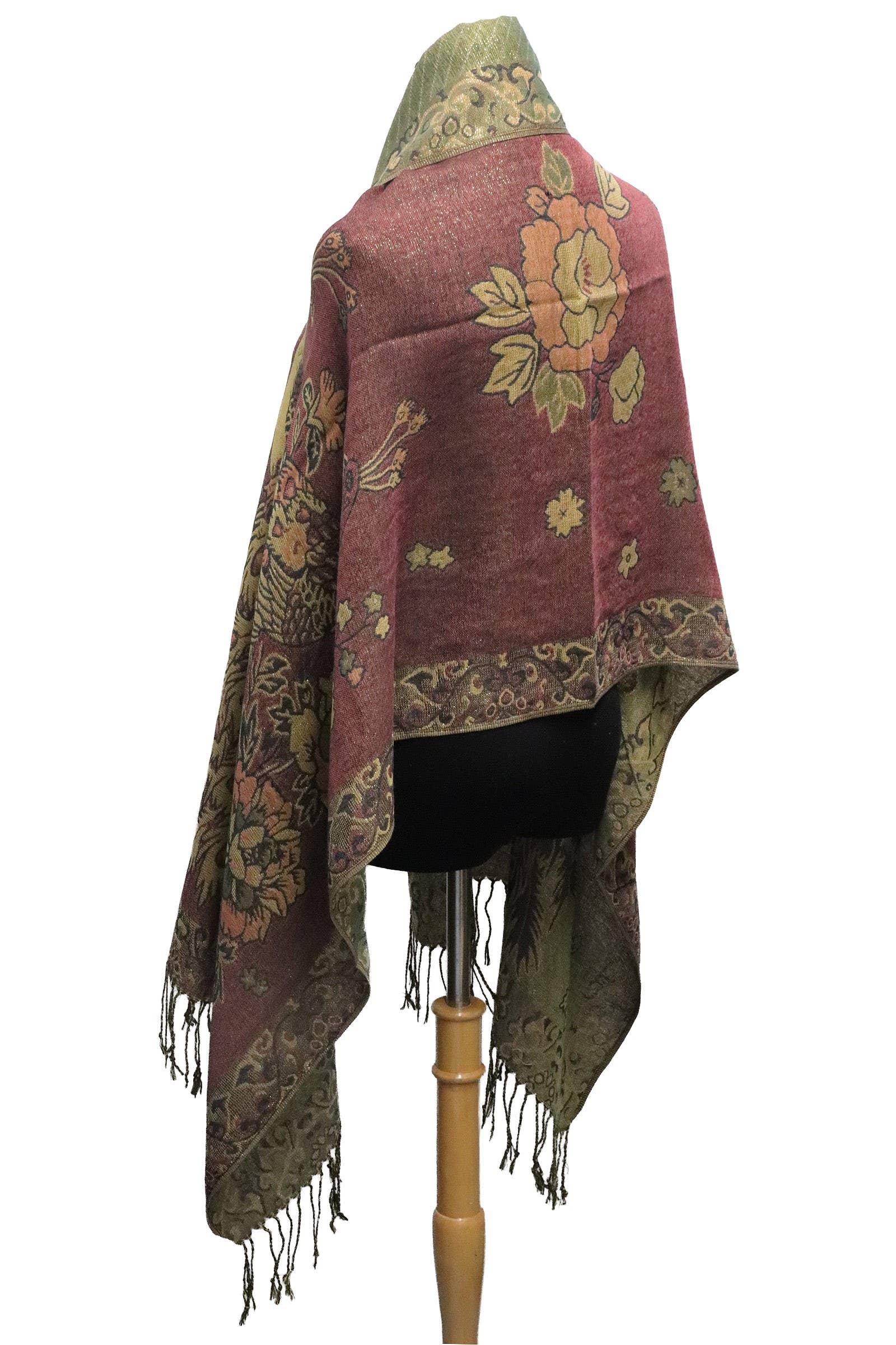 ASSORTED Peacock Peony Floral Metallic Pashmina Shawl Scarf for wholesale on Faire2