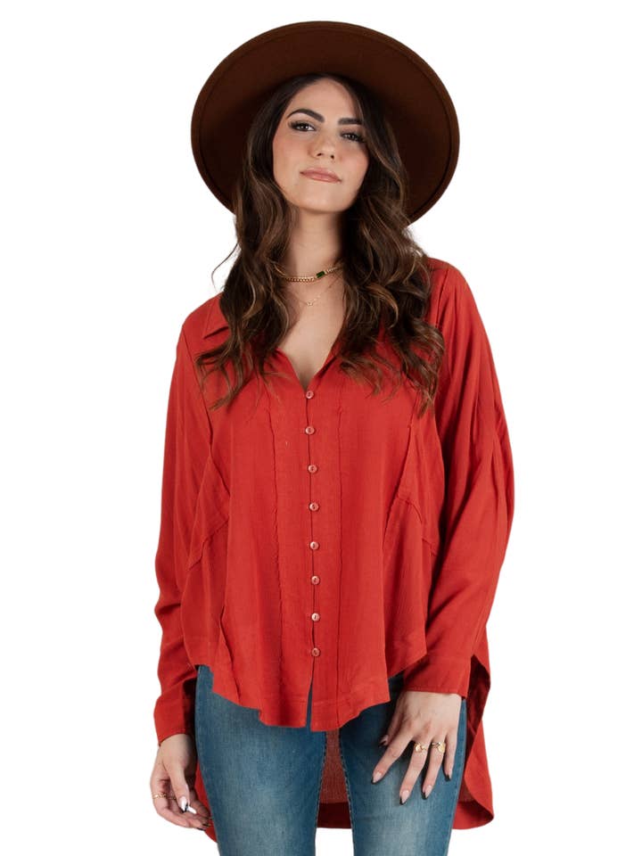 Women's Dolman Sleeve Button Down Blouse for wholesale by Lucca Couture