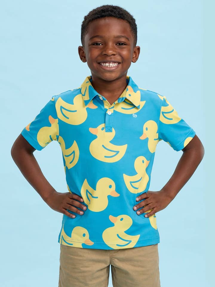 Duckin' Around Golf Polo - Kid's Rubber Ducky Youth Polo for wholesale by Tipsy Elves