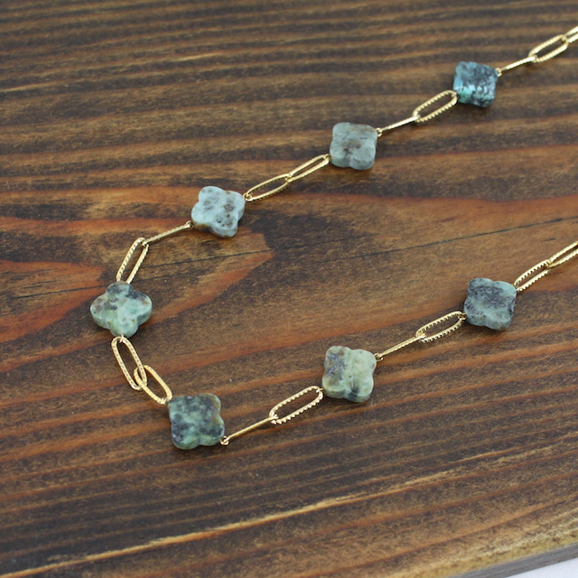 Pretty Persuasions - Vendita all'ingrosso Collane a catena e maglie - N24057 Collana a catena in acciaio inossidabile con trifoglio4