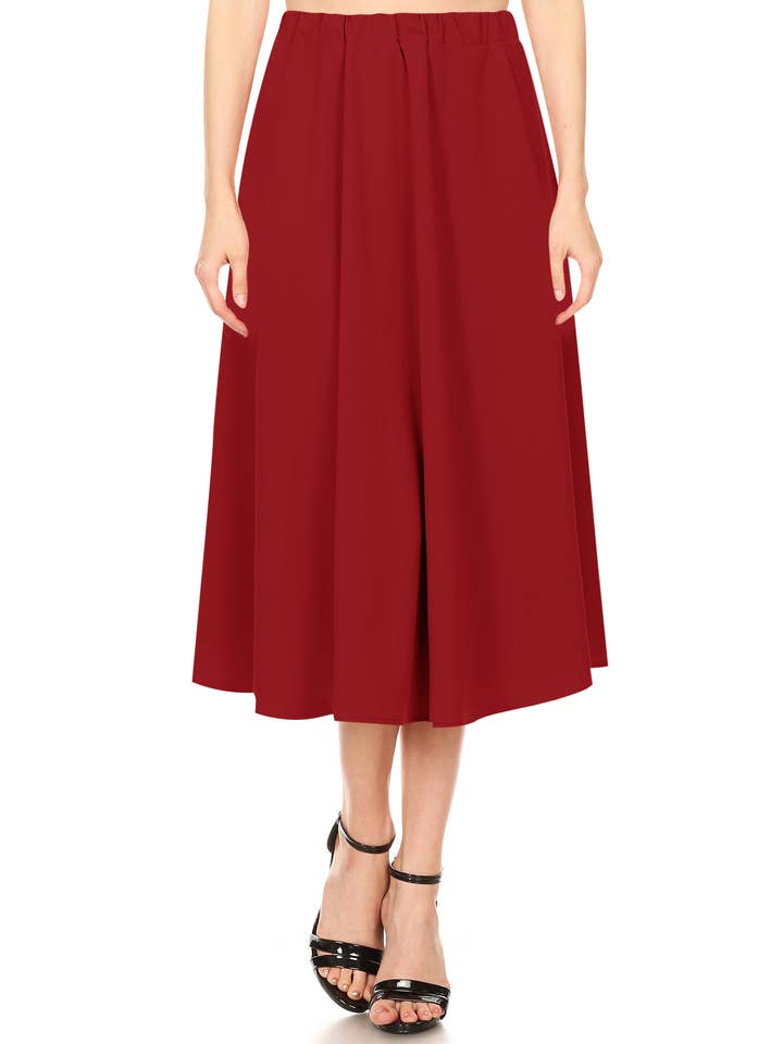 MOA COLLECTION – wholesale Skirt – Women’s – Women's Casual A-Line Pleated Solid Midi Skirt