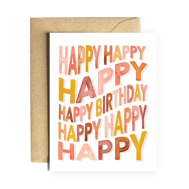 Tillykke med fødselsdagen Typografi Lykønskningskort for engroshandel hos Hazy Paper Co.