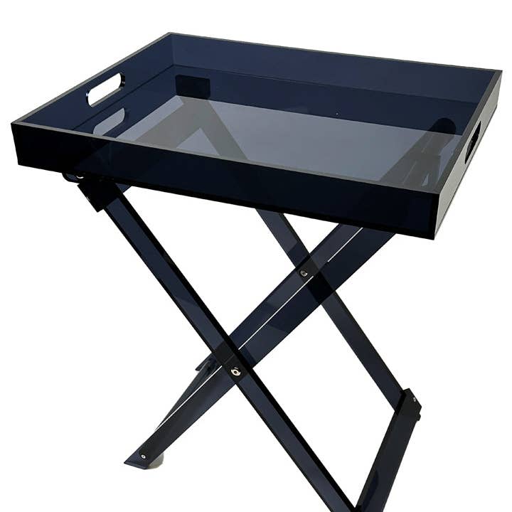 DesignStyles Home - Wholesale Side table - Smoke Acrylic Black Foldable Table with Handles2