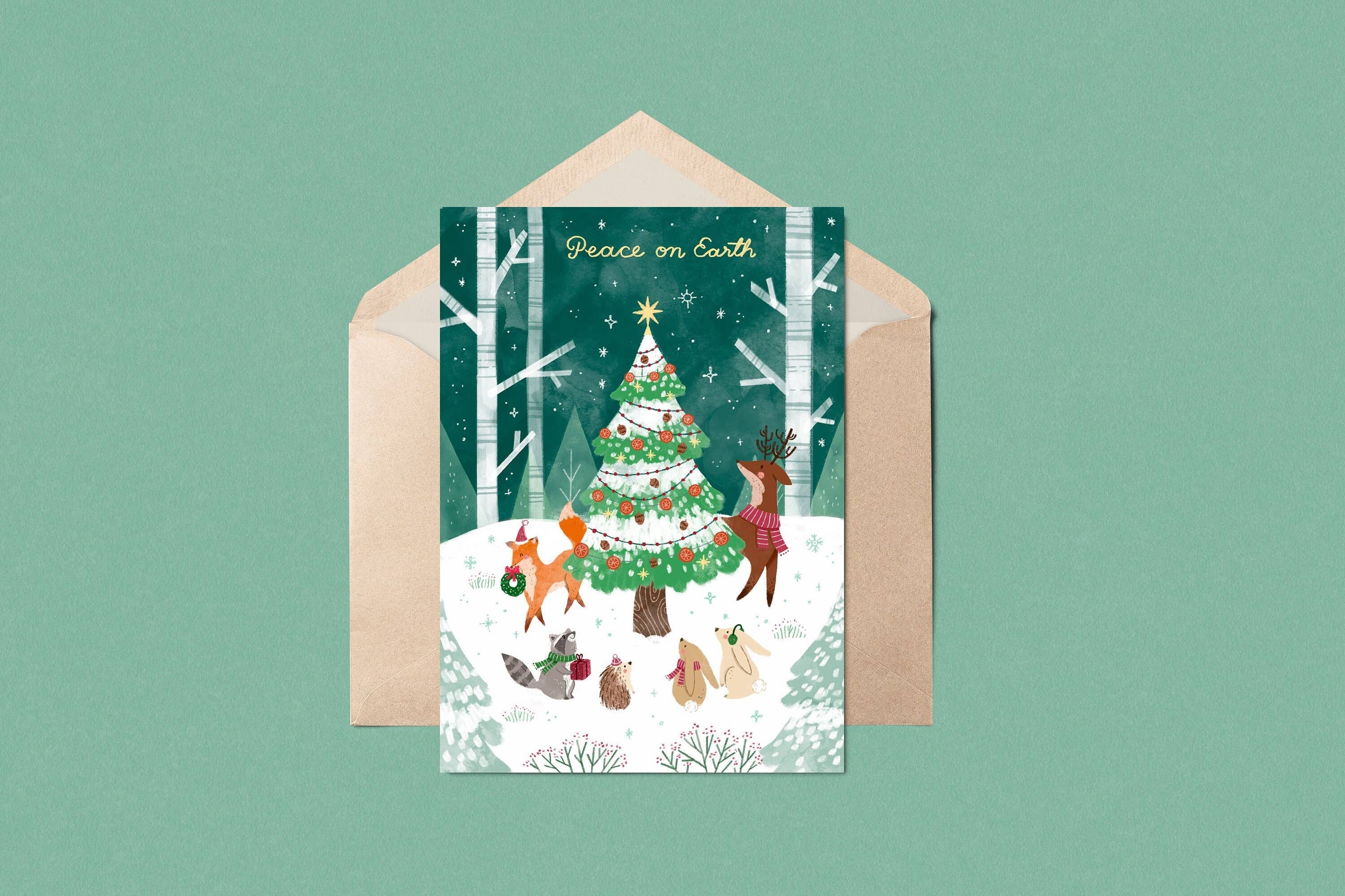 Natalie Briscoe Illustration - Venta al por mayor Tarjetas de Navidad - Juego de tarjetas de felicitación navideñas Peaceful Forest A70