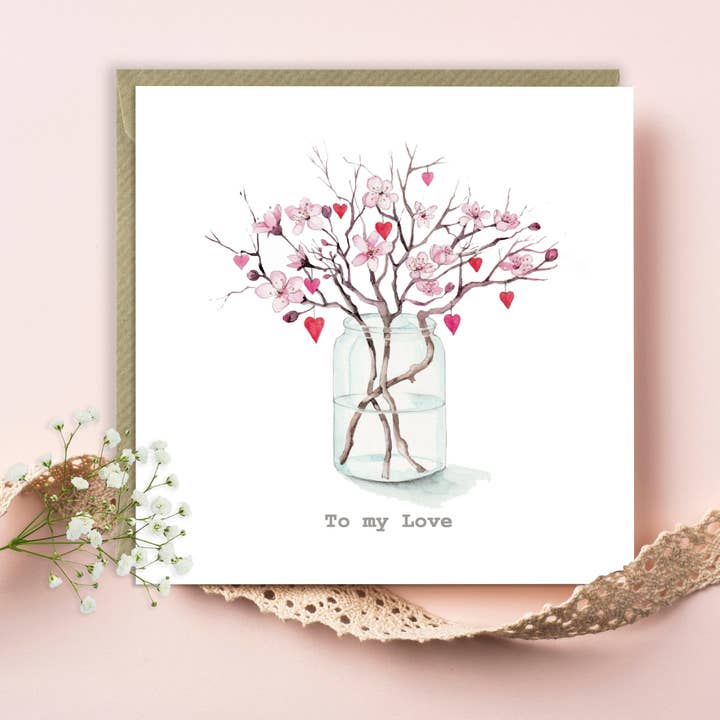 Grußkarte "Love Jar" – Luxuspapierkarte mit Kraftumschlag inklusive für den Großhandel von Crumble & Core