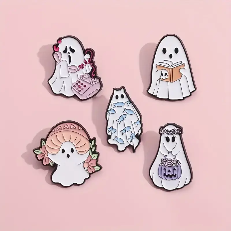 Magnifique Hearts - Wholesale Reversspeld/knoop - Whimsical Ghost Enamel Pins collectie - perfect voor de detailhandel8