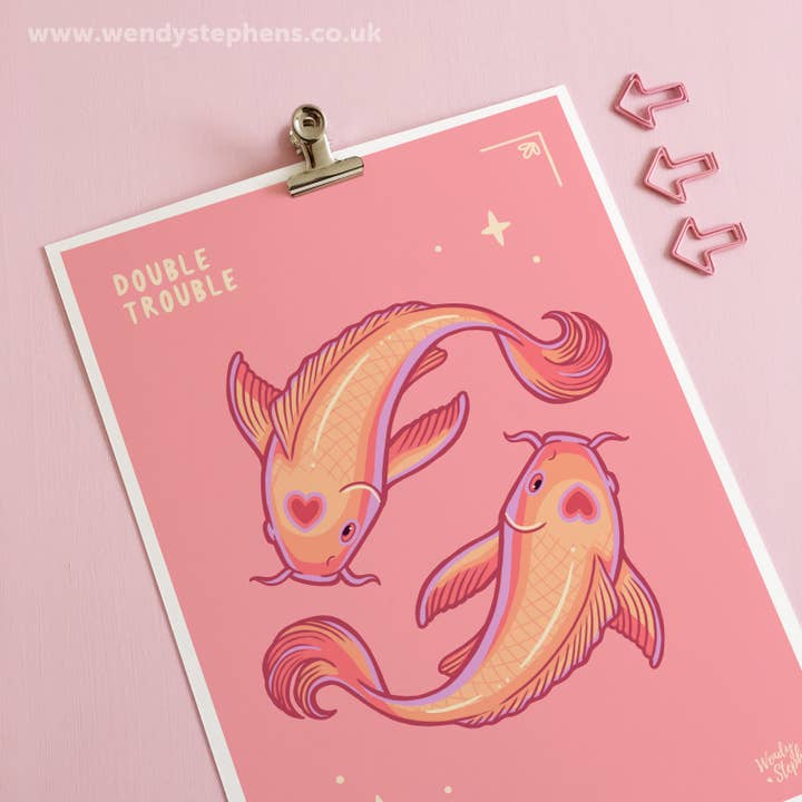 Koi Fish Spooky Gothic Art Print for wholesale by Wendy Stephens Art