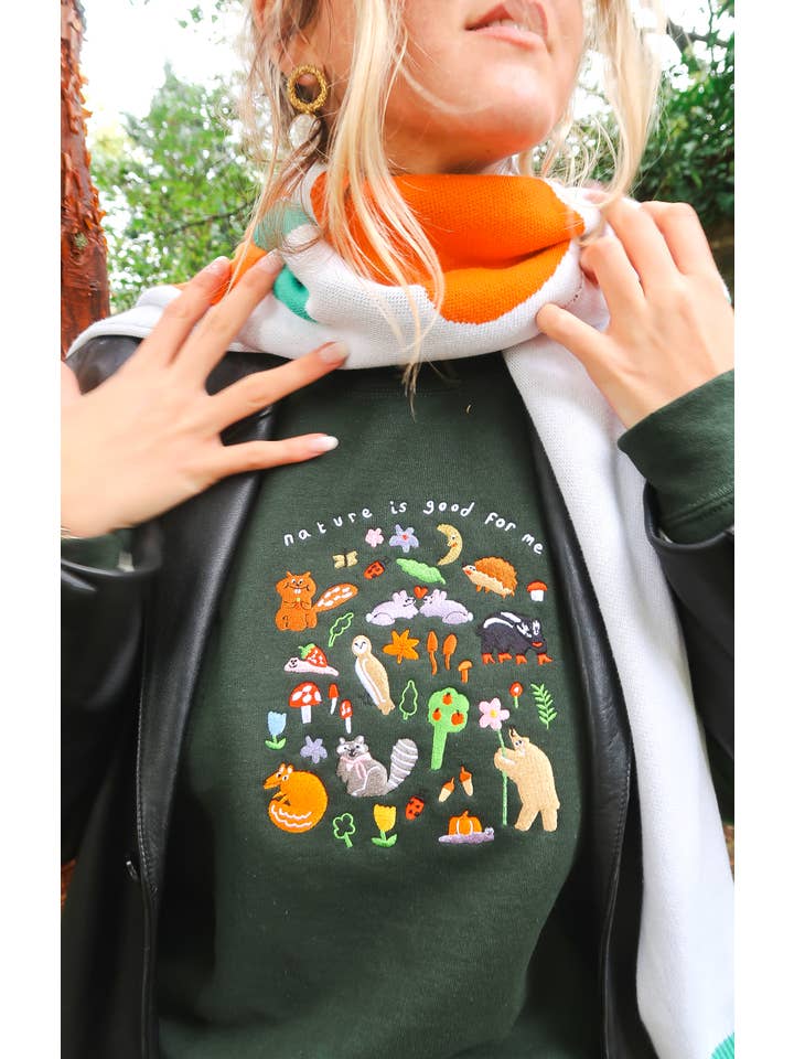 Limpet Store - Wholesale Sweatshirt - Women's - Nature Is Good For Me Embroidered Sweatshirt