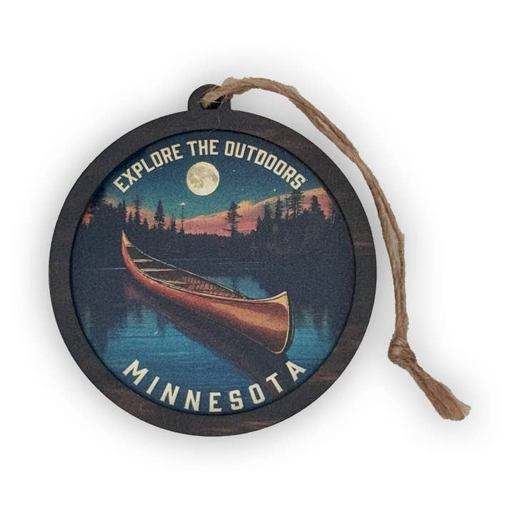 Minnesota Explore The Outdoors 2 Layer Canoe Wood Ornament for wholesale by Token Atelier