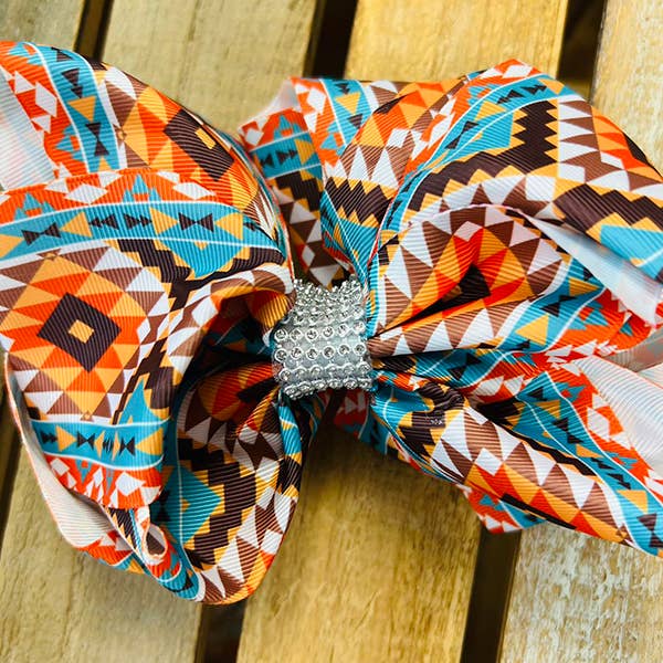luluclothes - Wholesale Hair Bow - Kids - Multi color aztec rhinestone hair bows 7.5"(4PCS/$10.00)