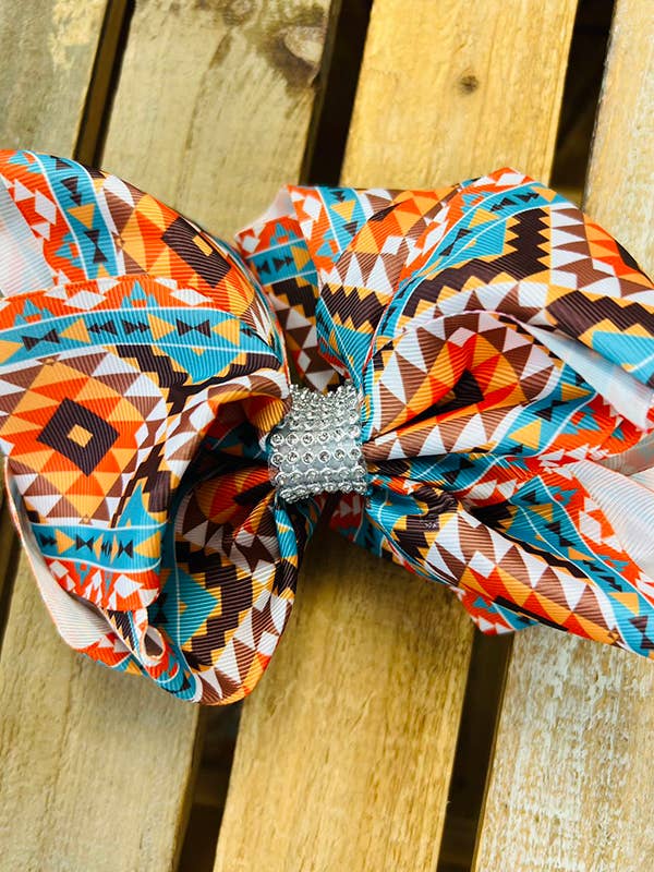 Multi color aztec rhinestone hair bows 7.5"(4PCS/$10.00) for wholesale by luluclothes