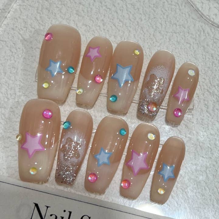 hand made Press on Nails 19365 for wholesale by foamboxnail