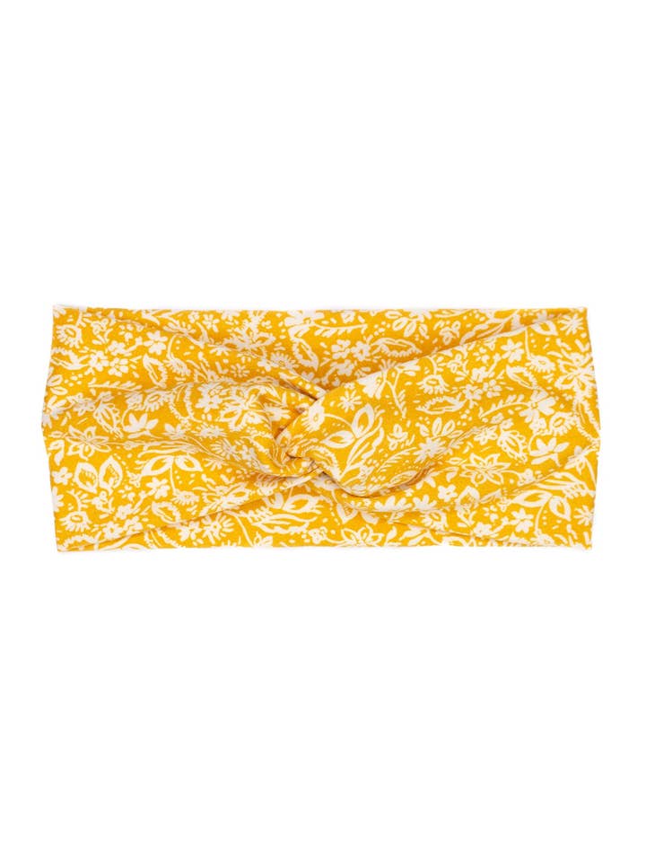Bandeau à turban torsadé fleuri jaune et blanc pour la vente par TesMade Creations