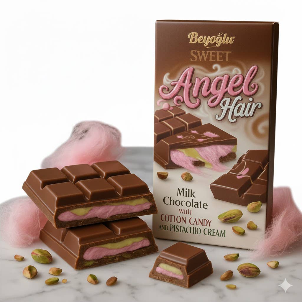 Aladdin - Venta al por mayor Dulces con chocolate - Beyoglu Algodón de Azúcar de Chocolate con Leche Cabello de Ángel Pistacho5