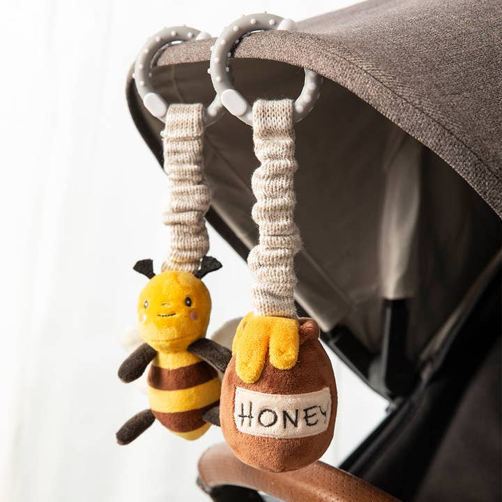 Living Textiles - Wholesale Stuffed/plush toy – Kids & baby - 2pk Stroller Toy - Bee & Honey Pot1
