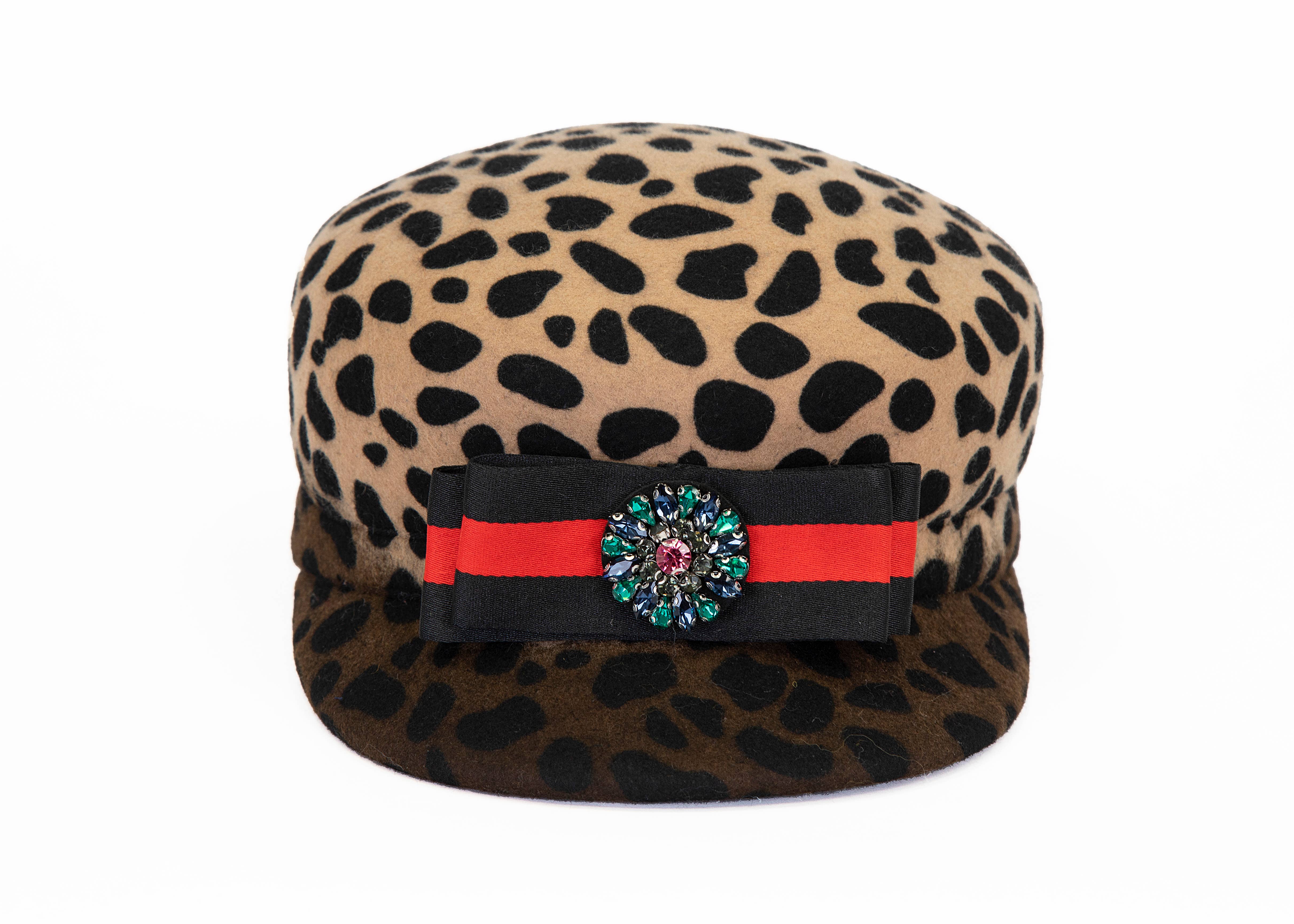 Giovannio - Wholesale Newsboy/Schoolboy Hat - Women's - Courtney Ombre Wool Leopard Newsboy Hat with Bow Rhinestone2