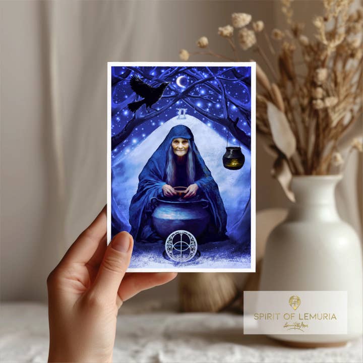 Avalon Crone Goddess - Tarjeta de felicitación en blanco para venta al por mayor de Spirit of Lemuria