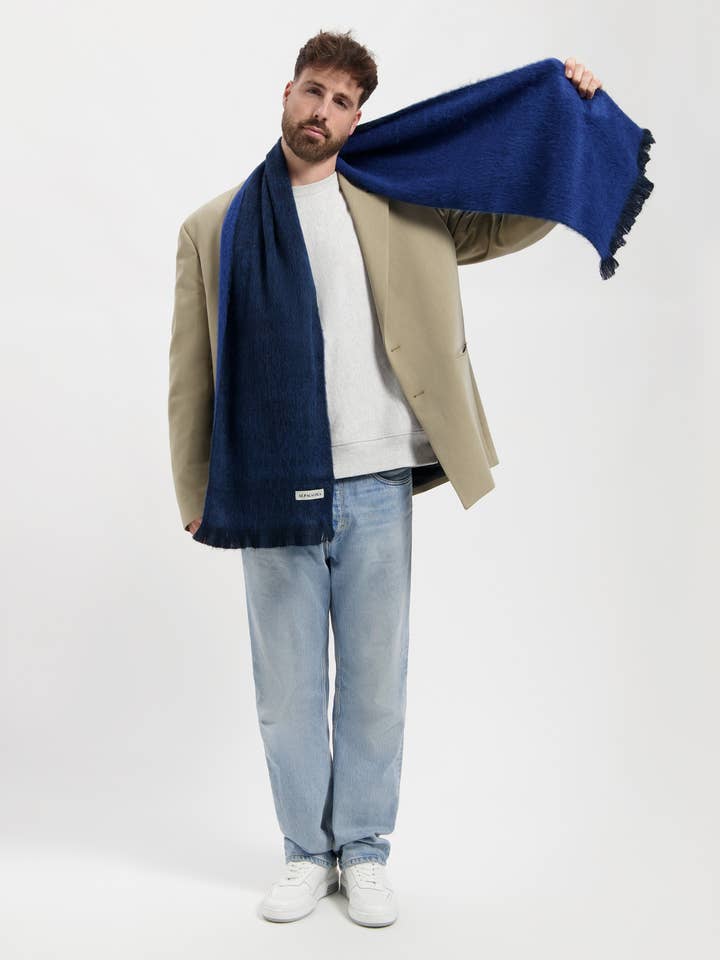 Slim Double Scarf Cobalt / Royal Blue for wholesale by RES PULCHRAE - ALPACA LOCA