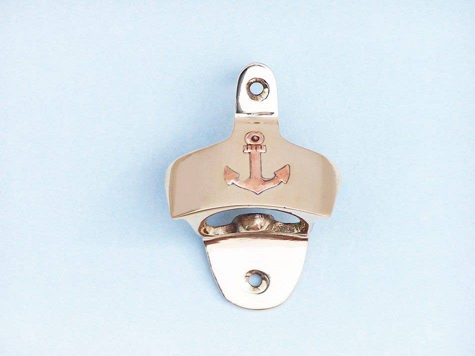 Hampton Nautical - Wholesale Bottle/Wine Opener - Solid Brass Wall Mounted Anchor Bottle Opener 3"1