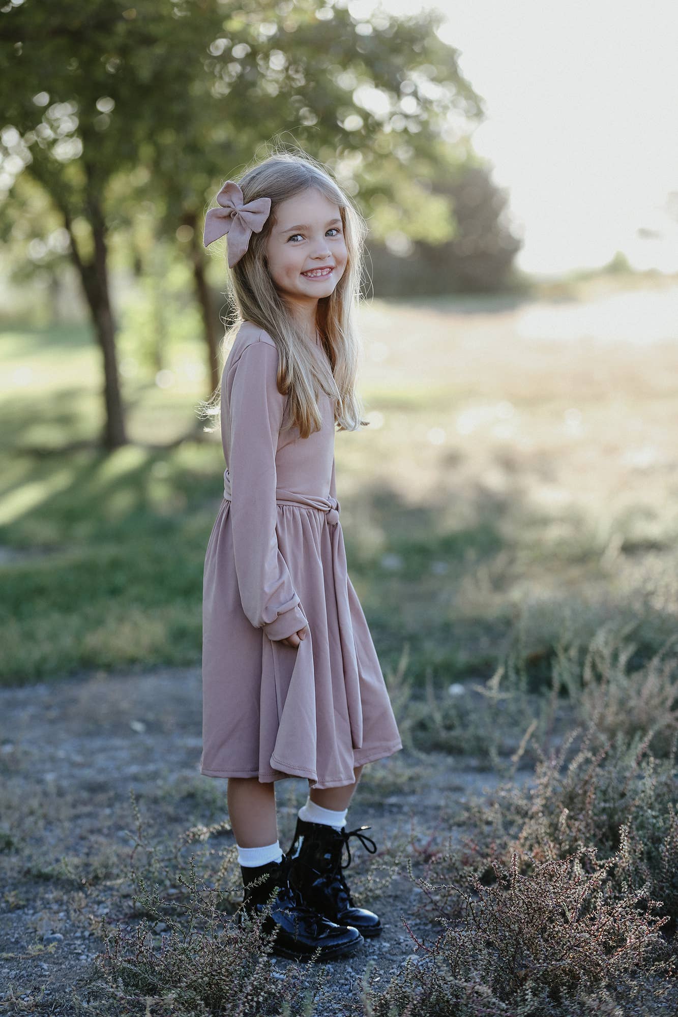 Navy Fields – wholesale Dress – Kids – Anna Dusty Pink Dress2
