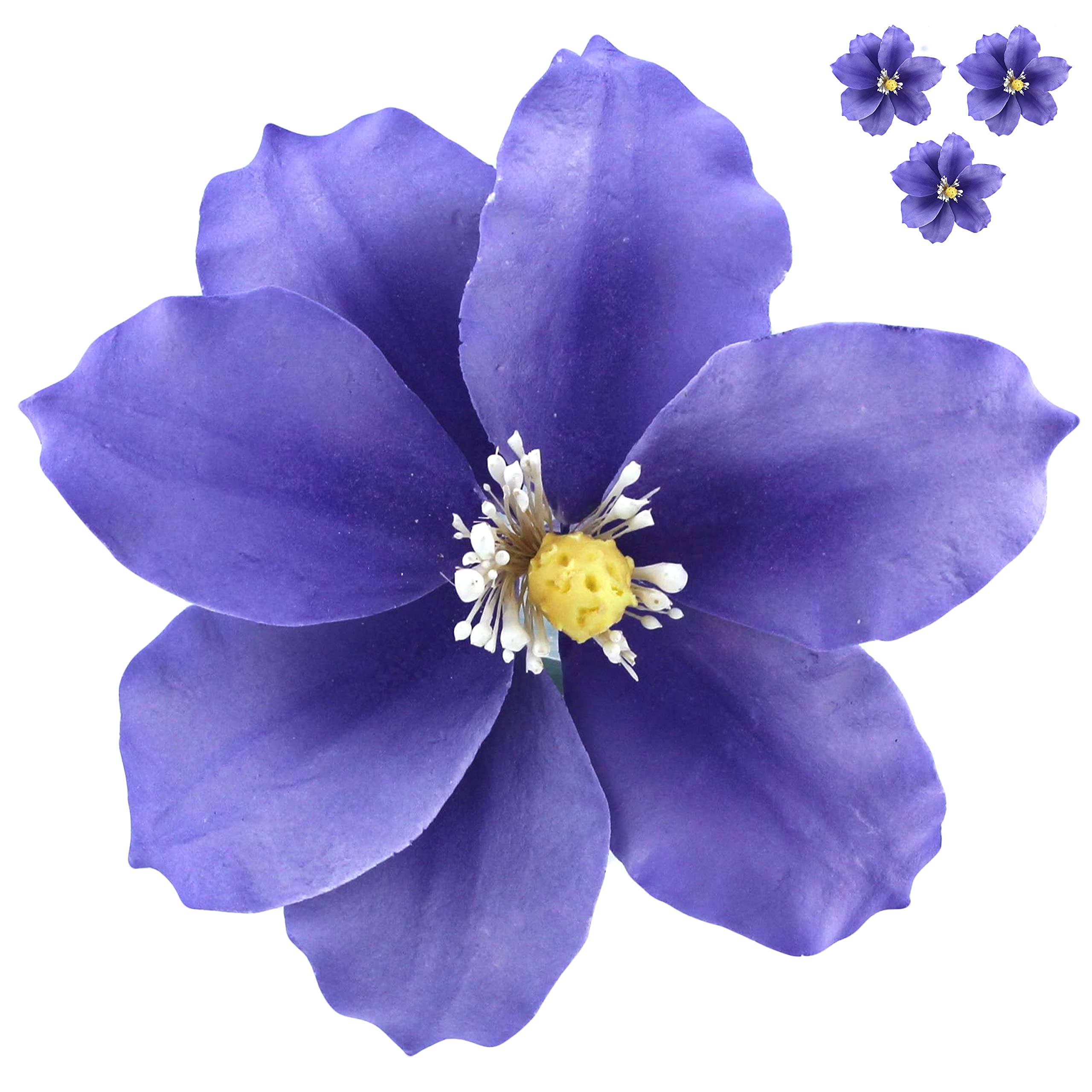 Global Sugar Art - Wholesale Cake/Cupcake Topper - Clematis Gum Paste Sugar Cake Flowers by Global Sugar Art, Purple, 3 Count0