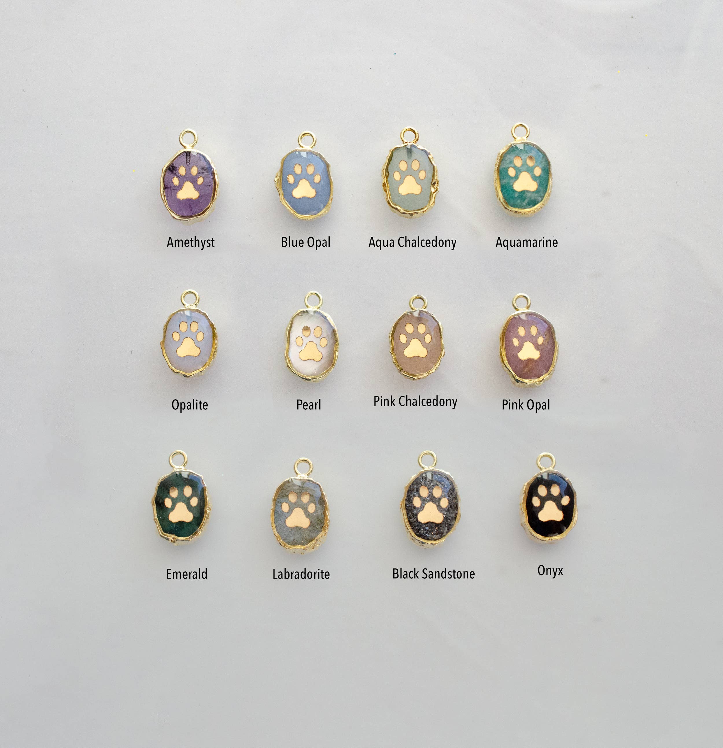 Jill Makes – wholesale Pendant/charm necklace – Paw Print Gemstone Necklace1