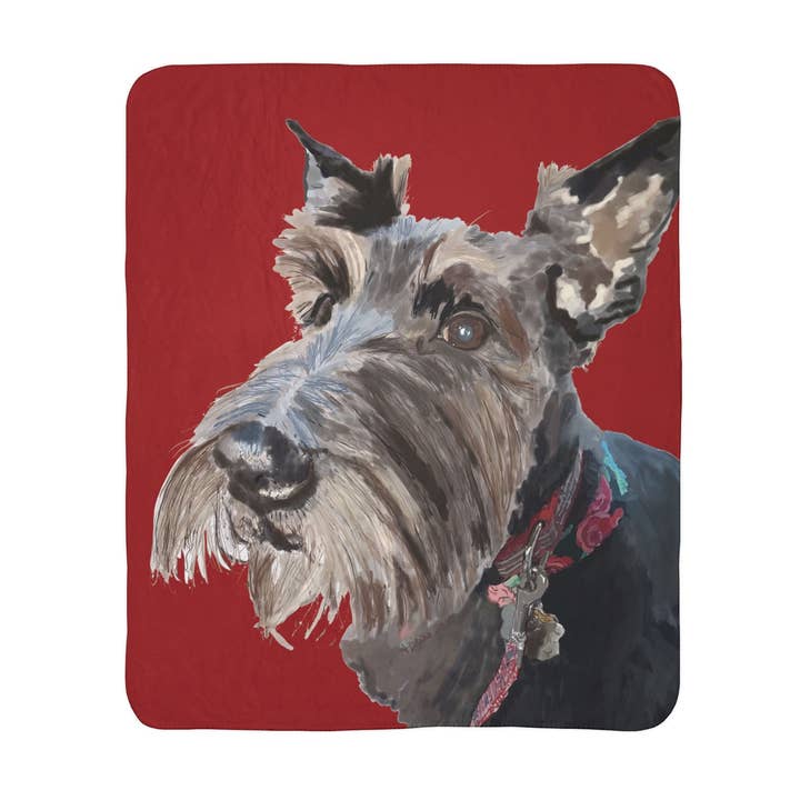 Manta Sherpa de Lã Aconchegante para Amantes de Cães Scottish Terrier | Presente para Animais, Decoração de Casa por atacado de Blue Cava