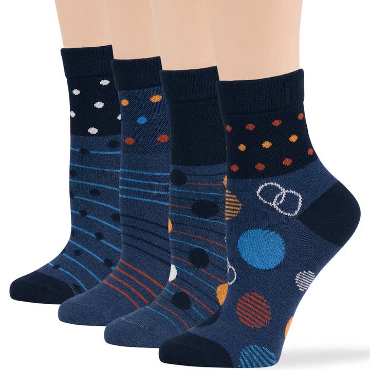Women's Cotton Diabetic Quarter Socks - 4 Pack - Navy for wholesale by 7Bigstars Kingdom