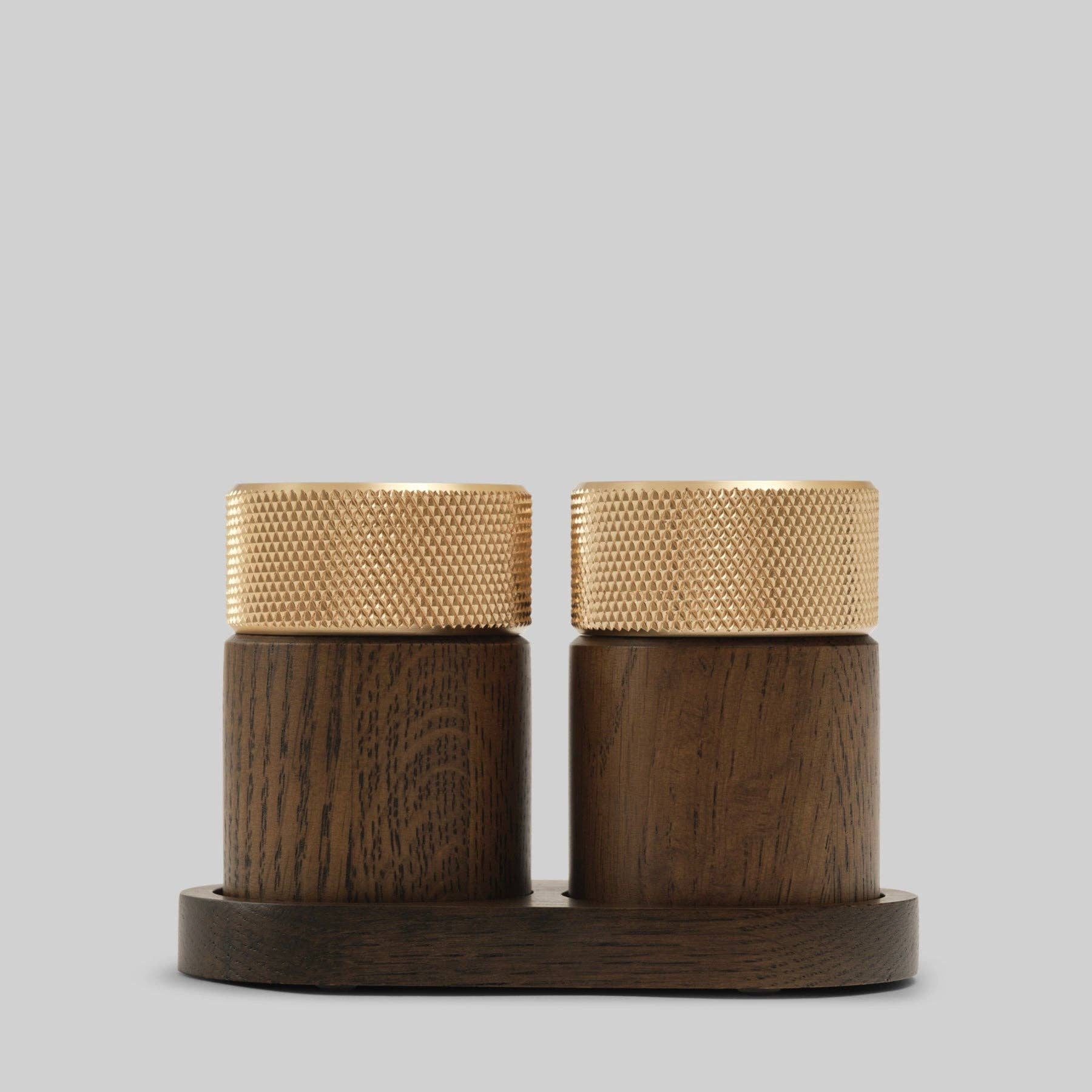 Studio Nordhaven - Wholesale Salt & Pepper Shaker Set - SINA salt & pepper mill set - dark ash/brass1