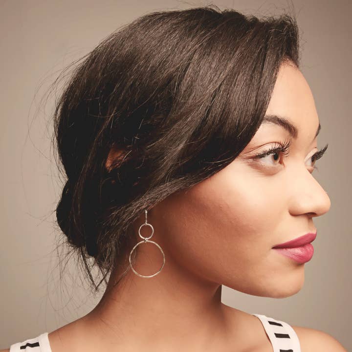 Freshie & Zero - Wholesale Dangle Earrings - Uplift Golden Organic Circles Mixed Metal Dangle Earrings1