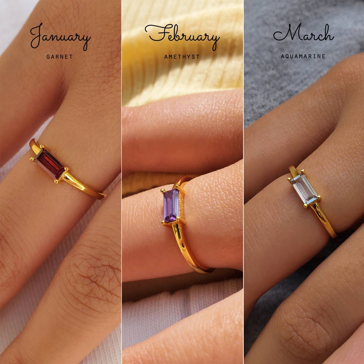 HolyBang Jewels - Vendita all'ingrosso Anelli con pietra singola/solitario - ANELLO PORTAFORTUNA BAGUETTE - R-FT1160GOLD2