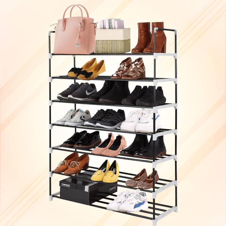 7 Tier Metal Shoe Rack Heavy Duty Shoe Organiser Black for wholesale by MantraRaj / ECONX