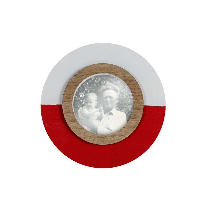 Foreside Home & Garden - Wholesale Picture Frame - 4x4 Photo Round Bobber Picture Frame Red Lake Decor