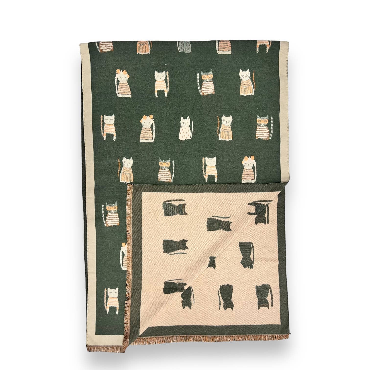 London Scarves - Vente Écharpe – femme - Écharpe réversible en laine mélangée à motifs de chats colorés11