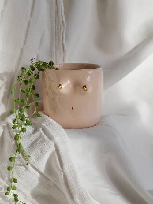 Maceta Doris con puntas doradas para venta al por mayor de Vivas Ceramica