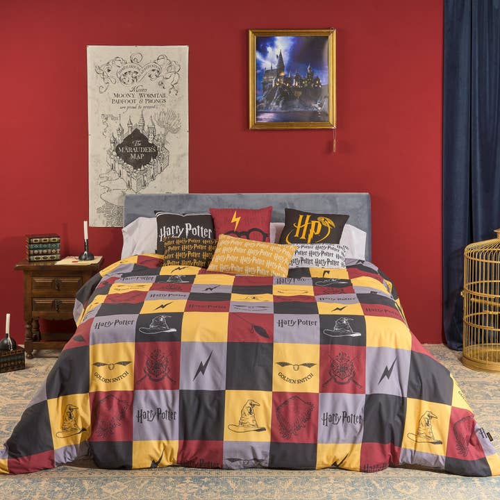 Hogwarts Checkered Duvet Cover With 100% Cotton Buttons for wholesale by SG HOGAR