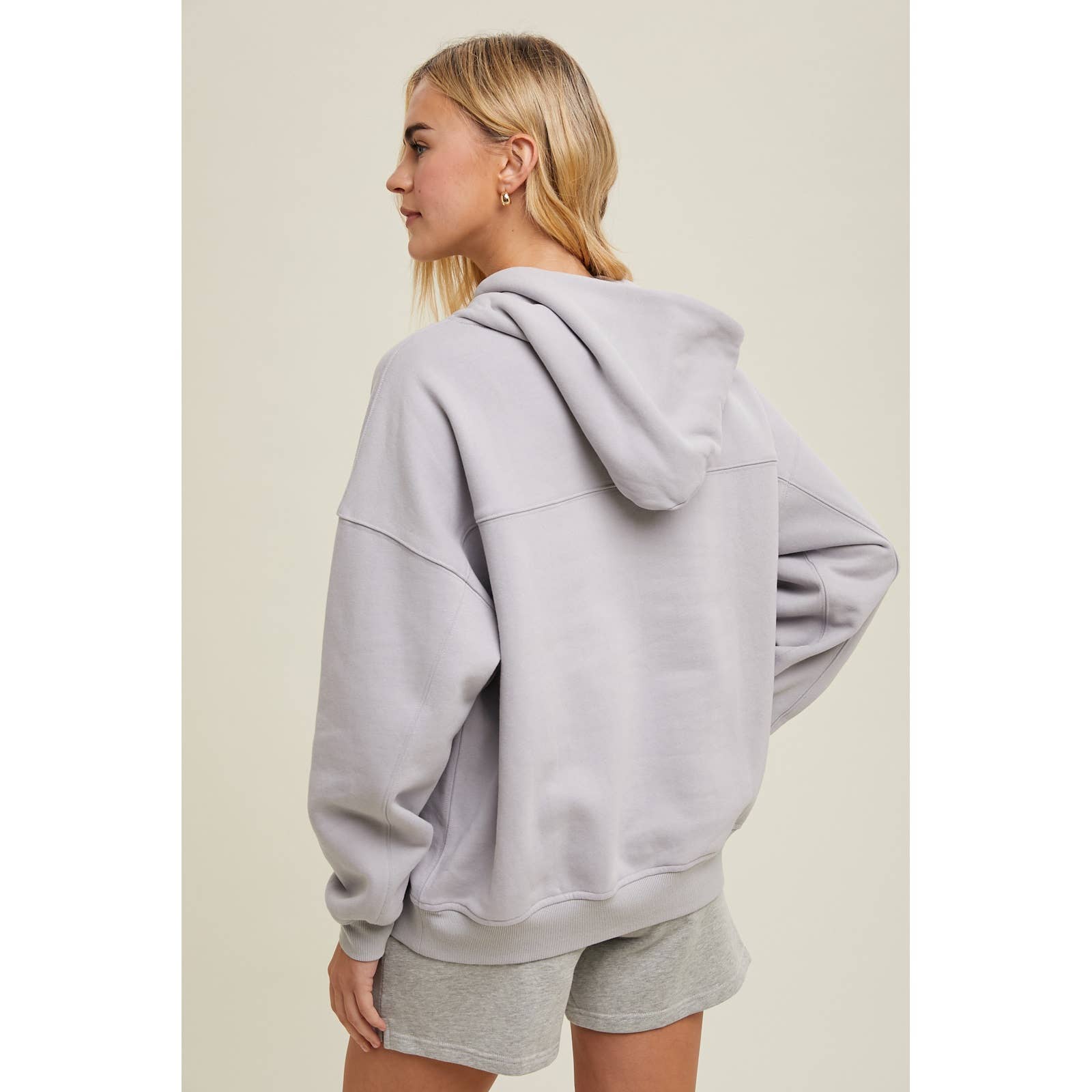 L GREY BASIC FRENCH TERRY HOODIE / WL24-9083 for wholesale on Faire3