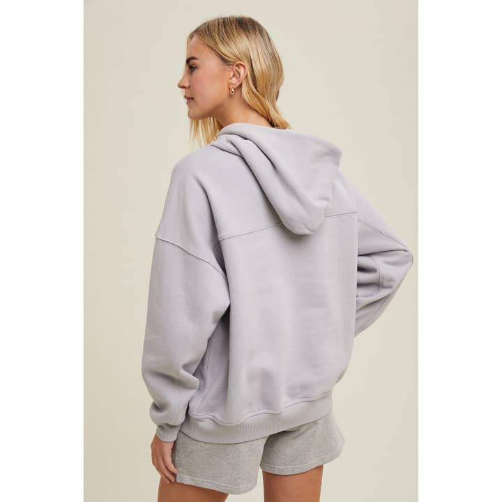 L GREY BASIC FRENCH TERRY HOODIE / WL24-9083 for wholesale on Faire3