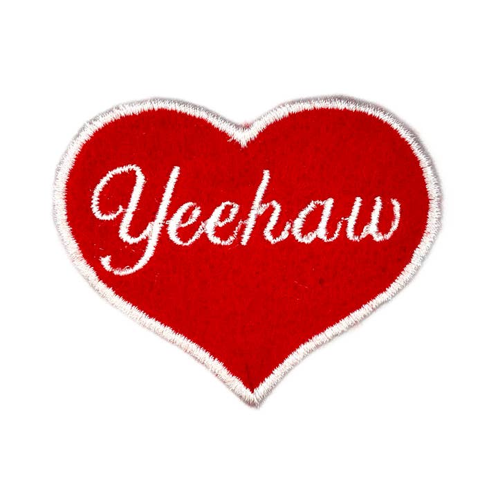 IncredibleGood Inc - Vente Écusson - Écusson thermocollant Yeehaw Cursive en forme de cœur rouge et rose0