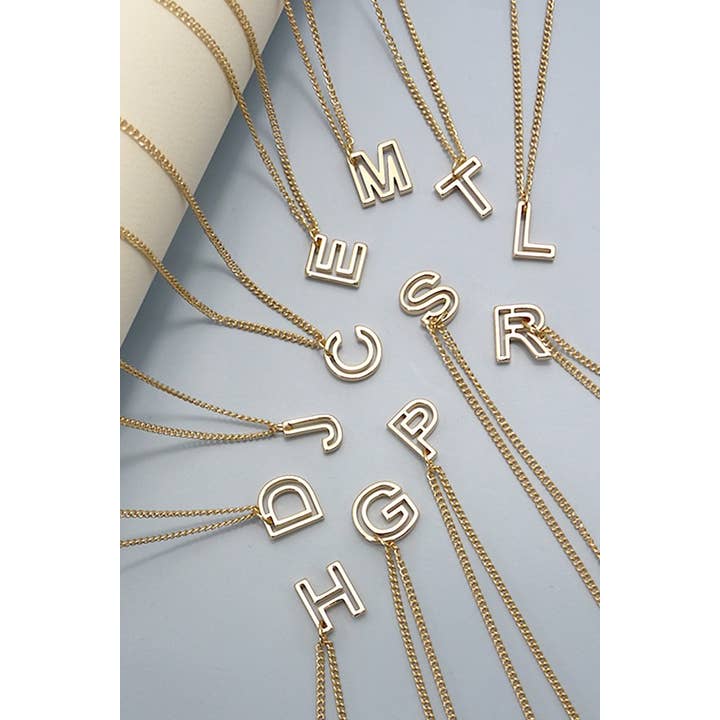 JOSSLYN by wall to wall - Wholesale Pendant/Charm Necklace - INITIAL CUTOUT 3D DELICATE PERSONALIZED NECKLACE | 31N24032