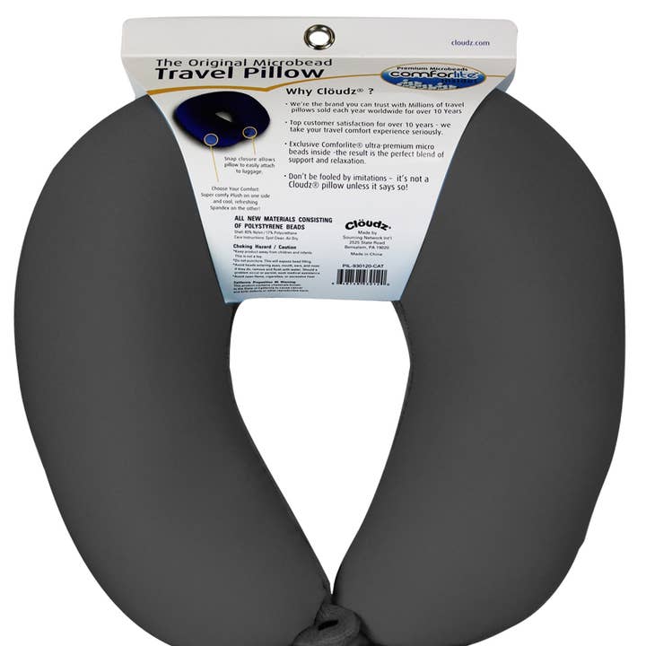 Cloudz - Wholesale Travel Pillow - Cloudz Microbead Travel Neck Pillow - Black
