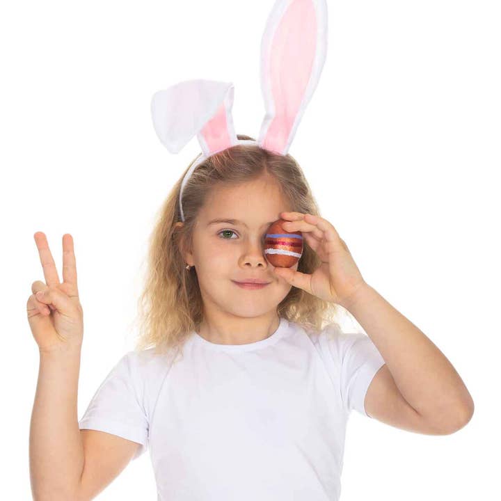 Funcredible – wholesale Fashion headband – women's – White Bunny Ears Headband - Plush Easter Rabbit Ears