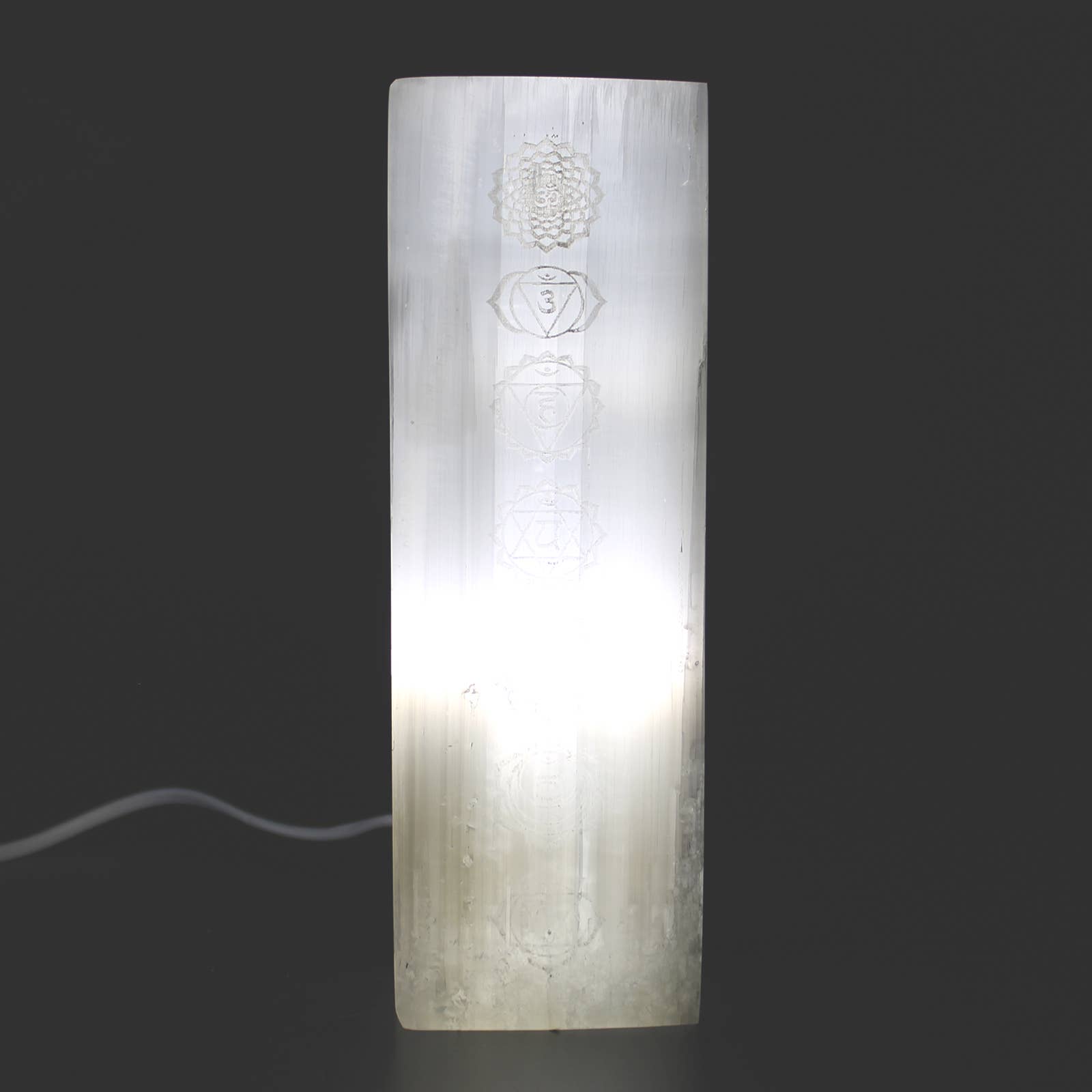 Ancient Wisdom - Wholesale Accent/Desk Lamp - Selenite Block Lamp 25cm - Chakra Lamp - UK plug3